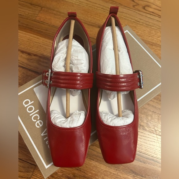 Dolce Vita Arora Ballet Flats Red Crinkle Patent - Picture 4 of 14